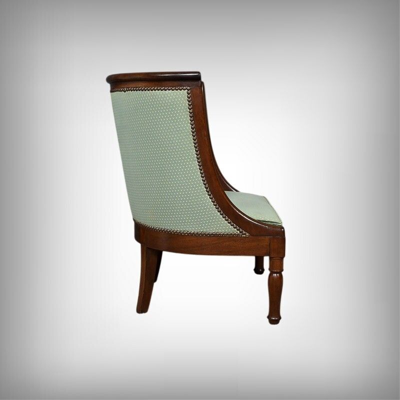 Mahogany Gondola Fireside Chair, Empire Style – 19th Century photo furniture