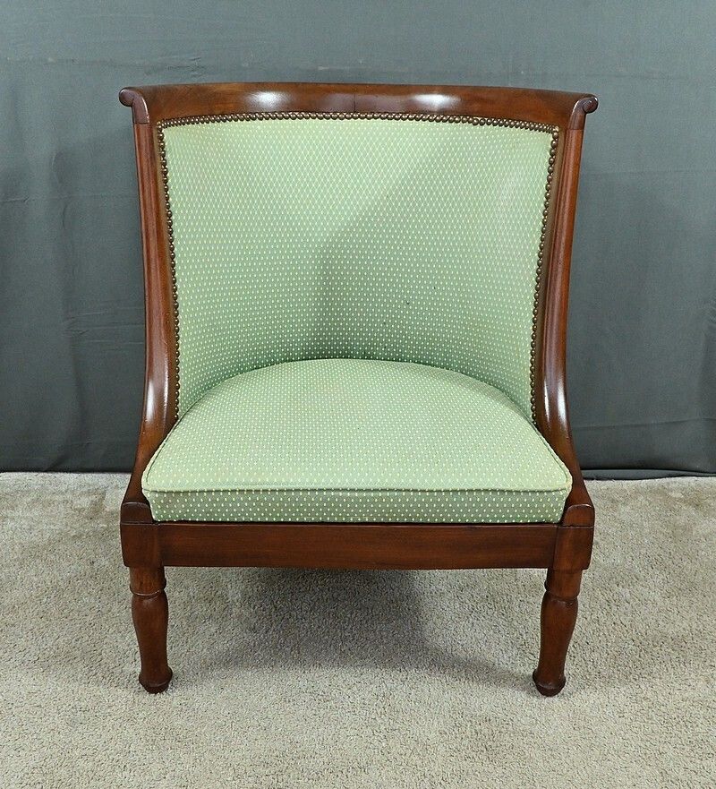 Mahogany Gondola Fireside Chair, Empire Style – 19th Century photo for sale