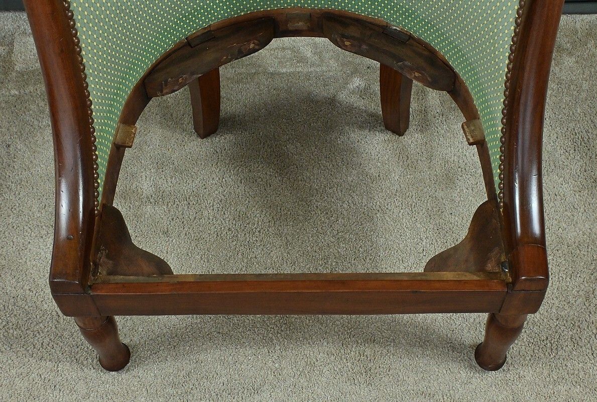 photo buy Mahogany Gondola Fireside Chair, Empire Style – 19th Century