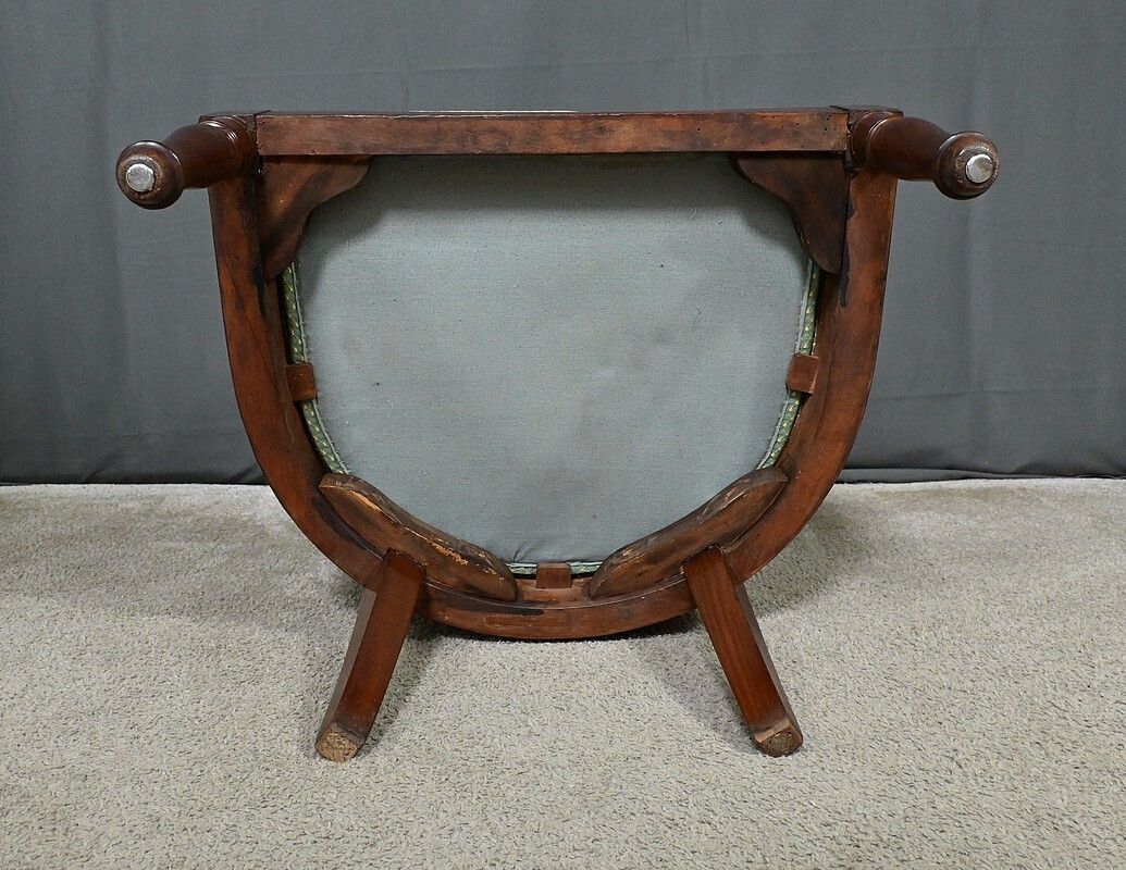 photo vintage Mahogany Gondola Fireside Chair, Empire Style – 19th Century