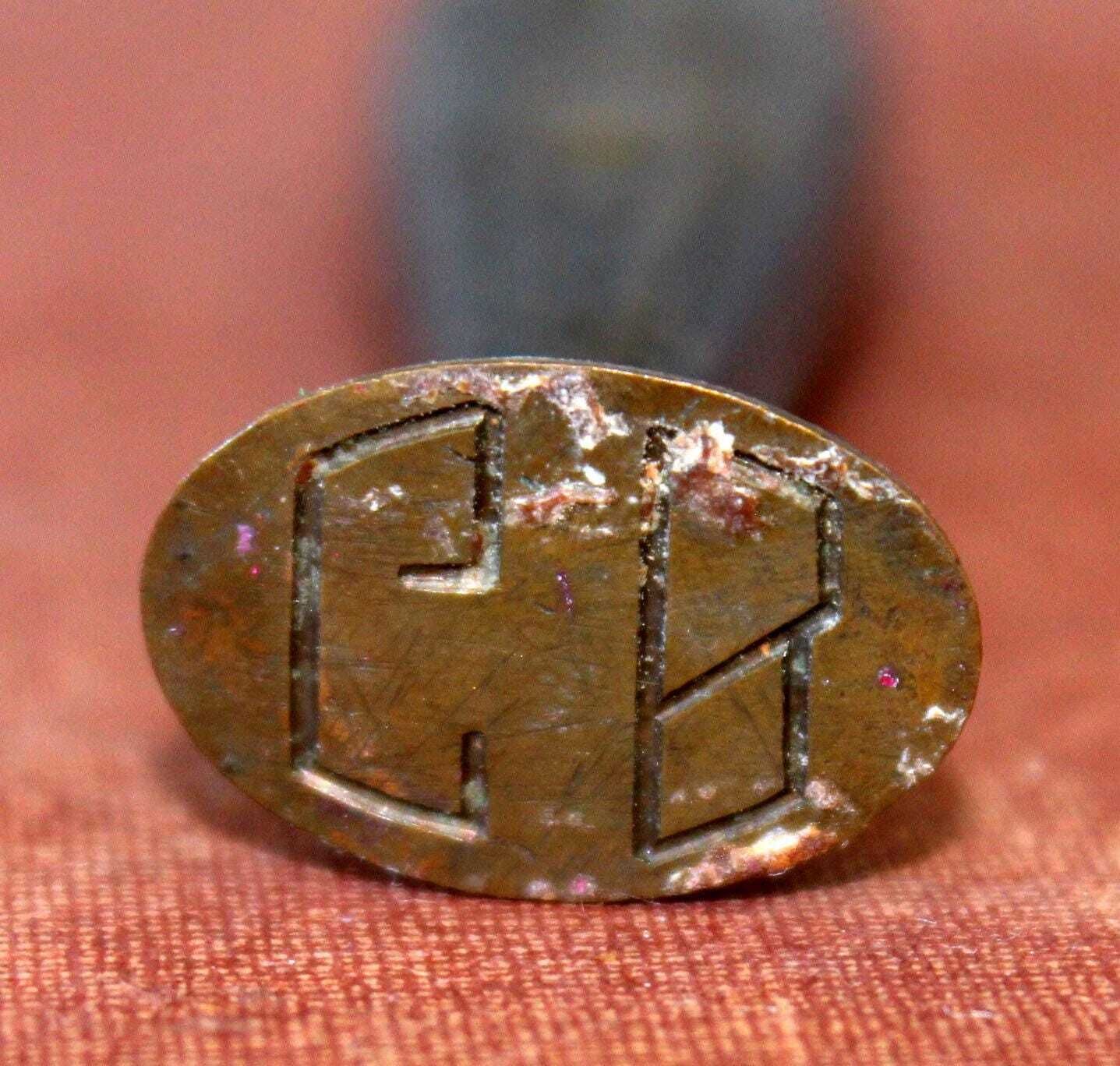 photo furniture Antique Art Nouveau 19th Century Silver Plate Wax Seal Stamp, Mix Of Sealing Wax, Initial Engraved Gb, Desk Seal, Correspondence, Victorian