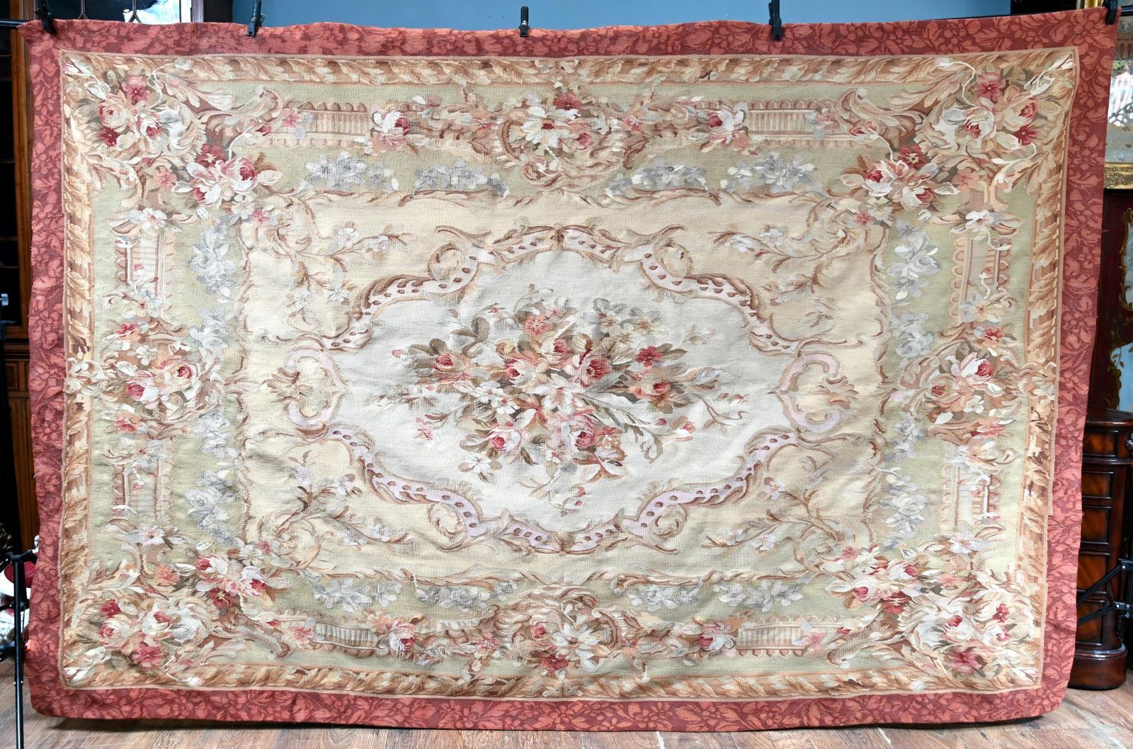 Large French Floral Tapestry Abusson 8 Ft 262 Cm photo furniture