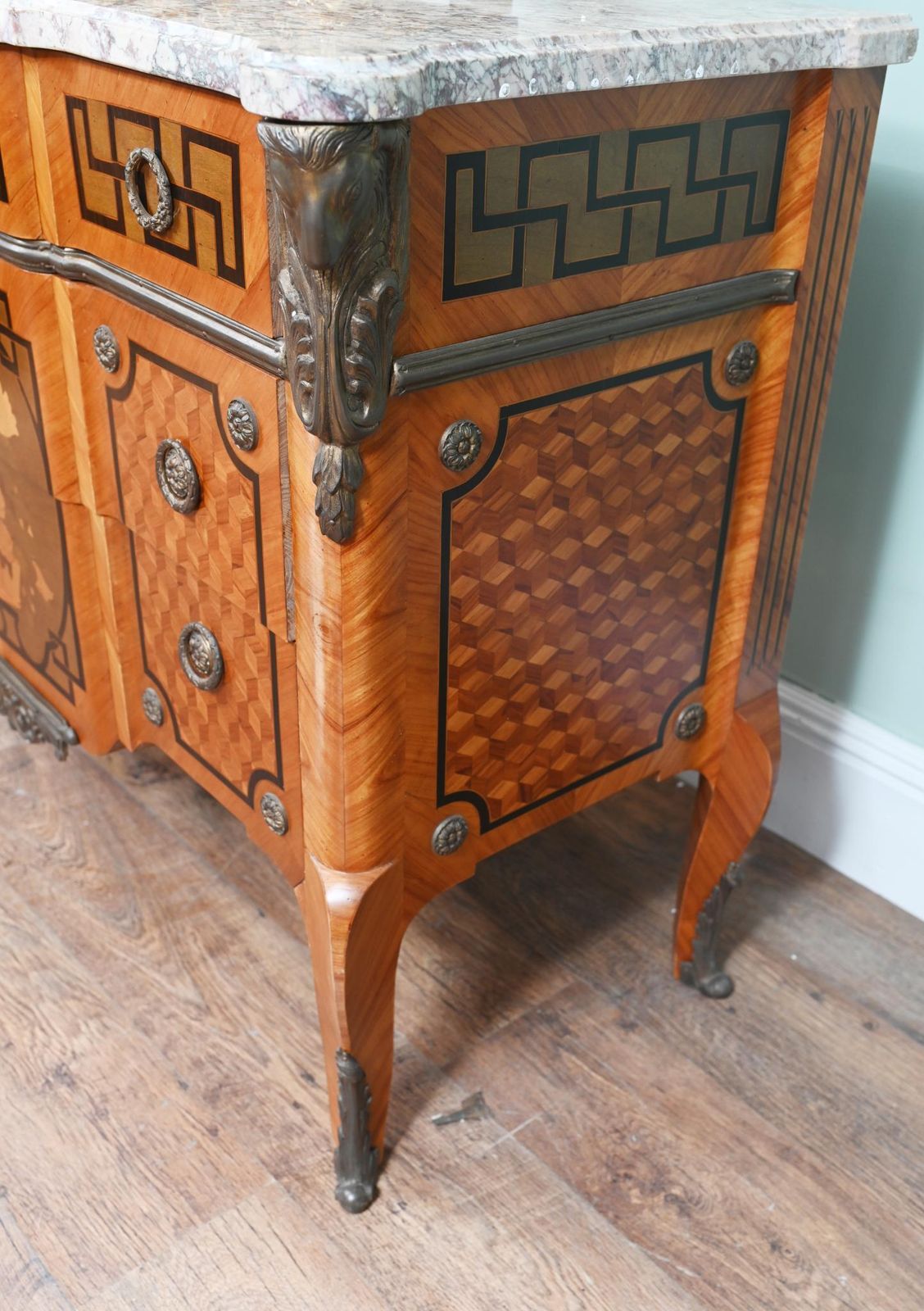 Furniture Louis XV Commode Chest Marquetry Inlay 1880 photo