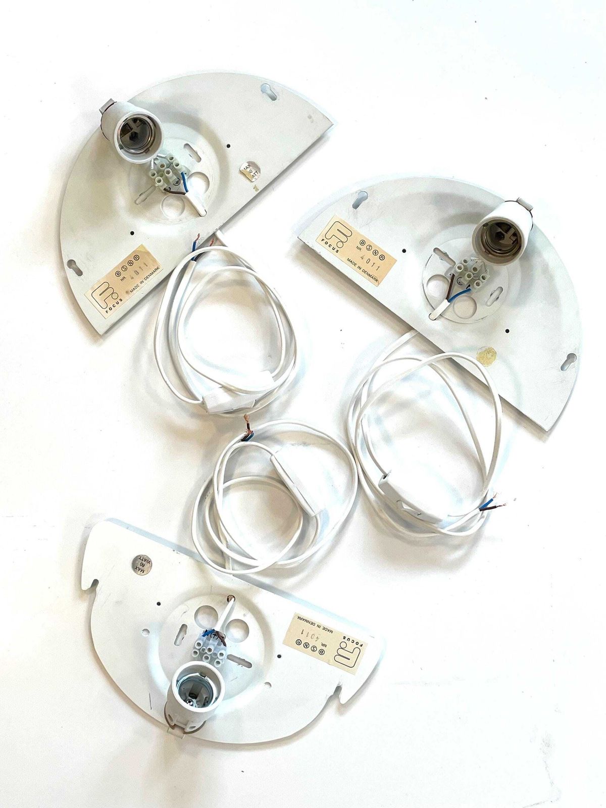 photo for sale Postmodern Vintage Danish "Quarto" Three Wall Lamps In White   Design By Torsten Thorup And Claus Bonderup For Focus In The 1980s