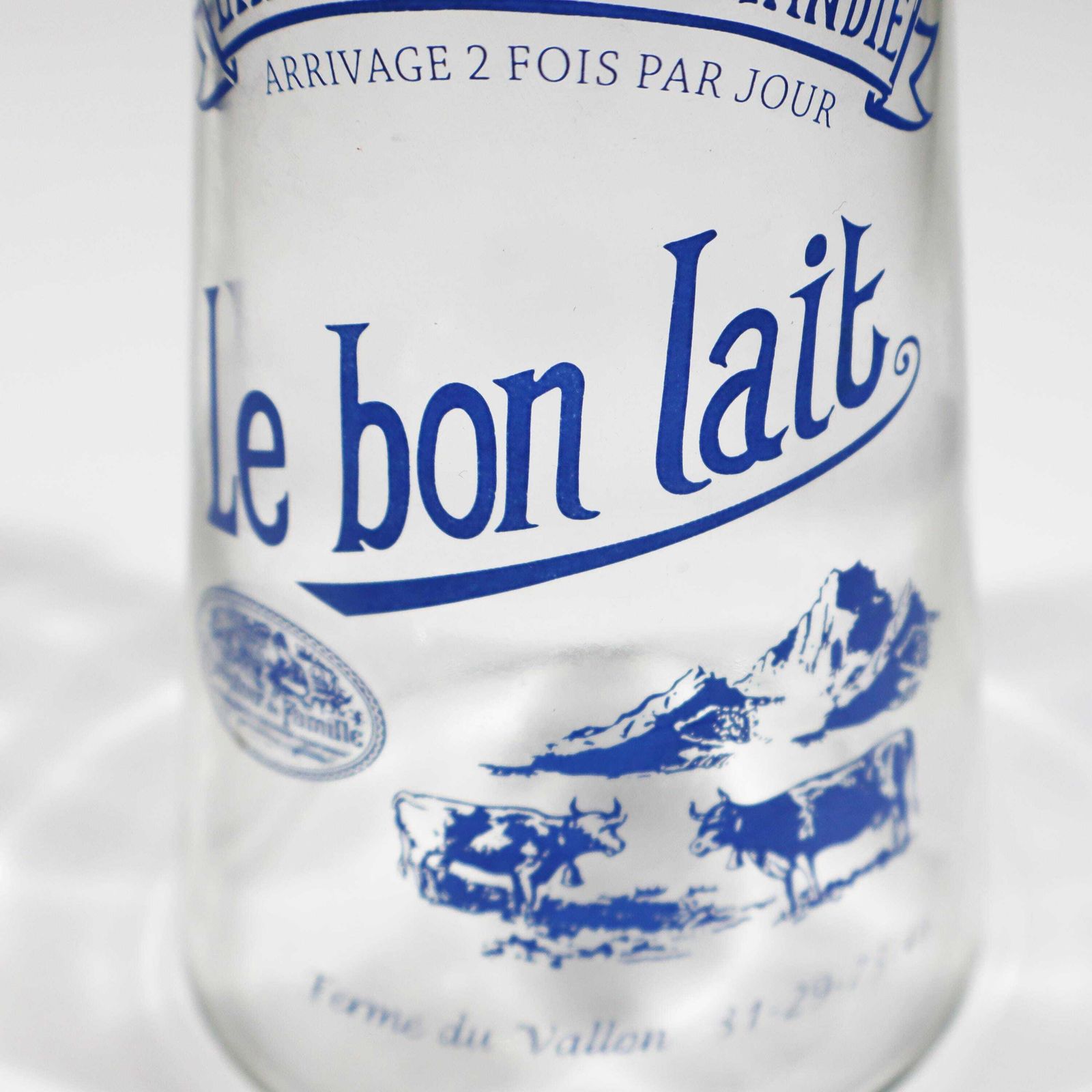 Vintage French Glass Milk Bottle Farmhouse Flip Top Bottle Le Bon Lait photo for sale