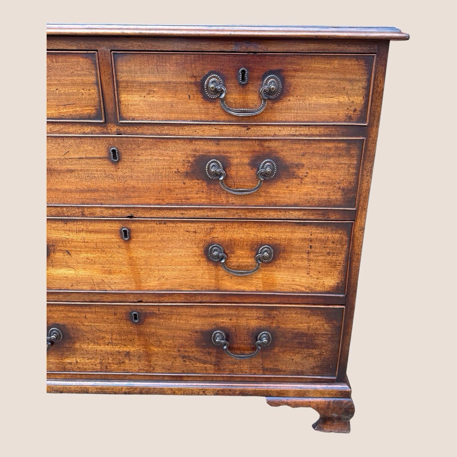 Antique George III 1790 Mahogany & Brass Chest Of 5 Drawers By J Moorcroft photo buy