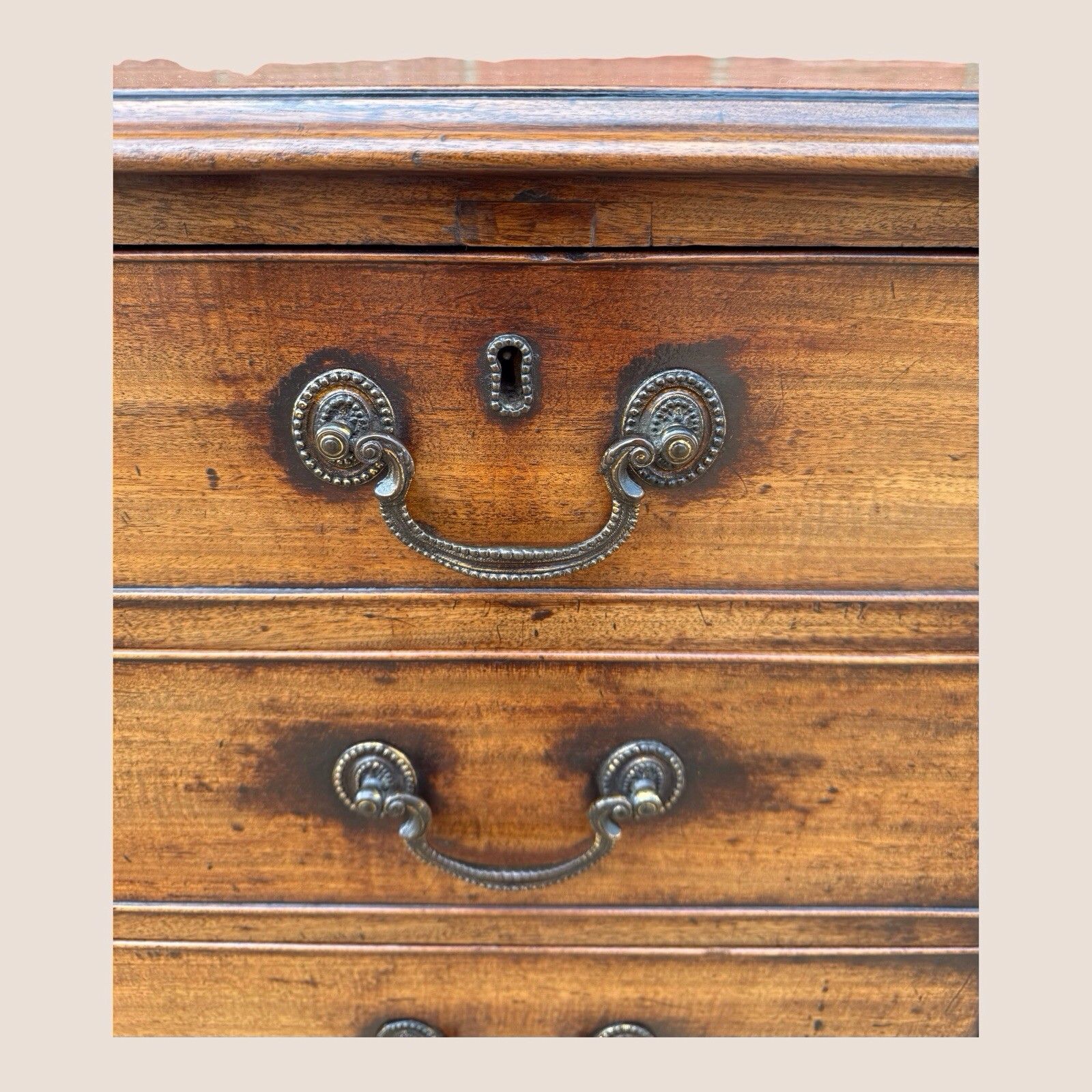 Furniture Antique George III 1790 Mahogany & Brass Chest Of 5 Drawers By J Moorcroft photo