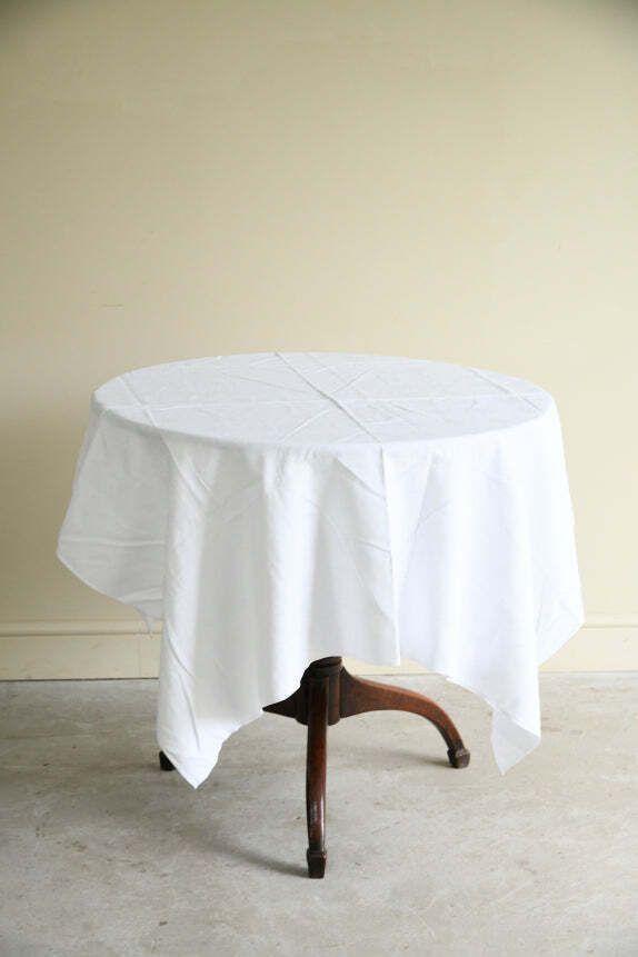 Vintage Square White Linen Tablecloth photo furniture