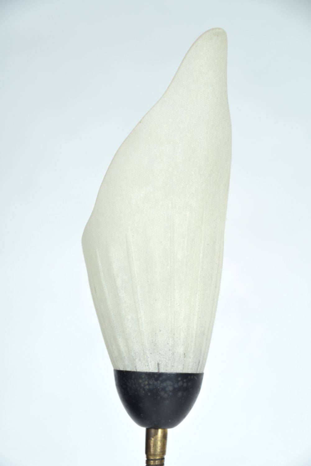 995.0 Midcentury 3 Arm Swan Neck French Tripod Standard Floor Lamp Brass Glass Steel 1950s photo