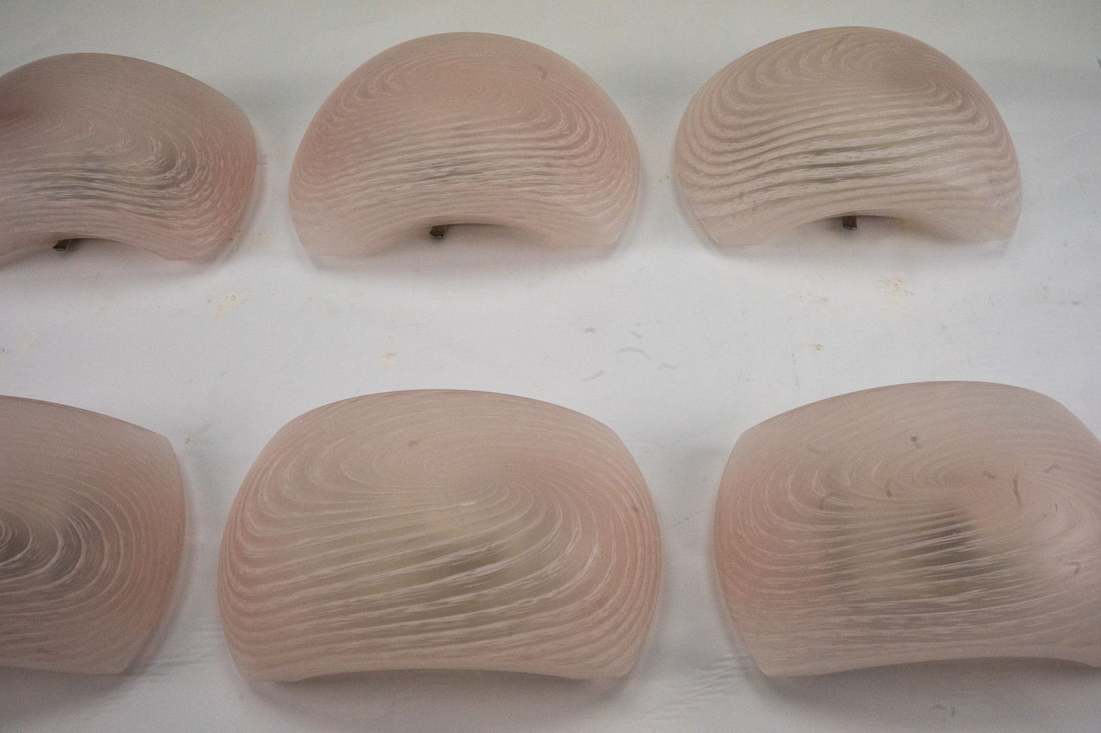 photo vinterior Set Of Six Pink Murano Glass Sconces. Italy 1970s