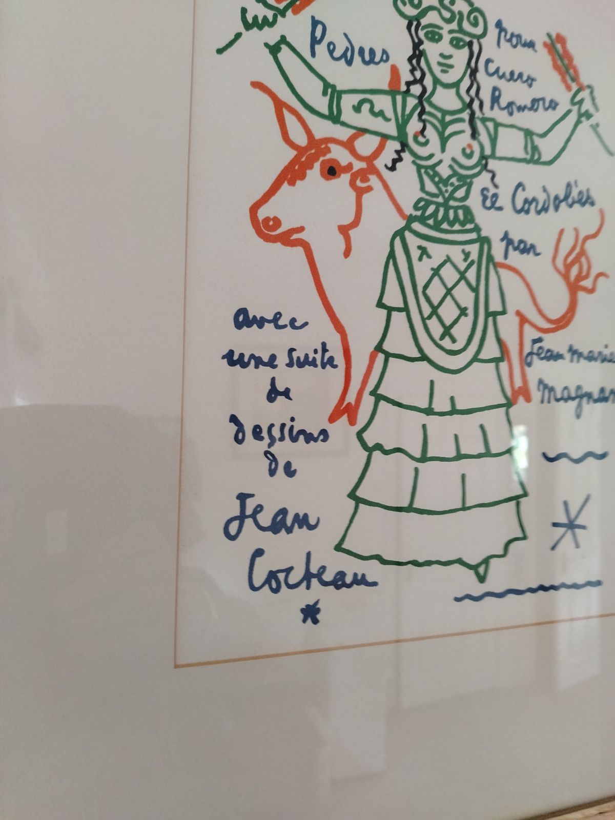 Original Lithograph “Bulls” Trinckvel  1965 By Jean Cocteau Limited Edition Of 200 photo for sale