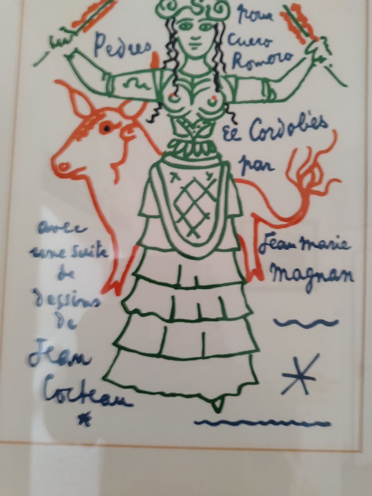 Original Lithograph “Bulls” Trinckvel  1965 By Jean Cocteau Limited Edition Of 200 photo Art