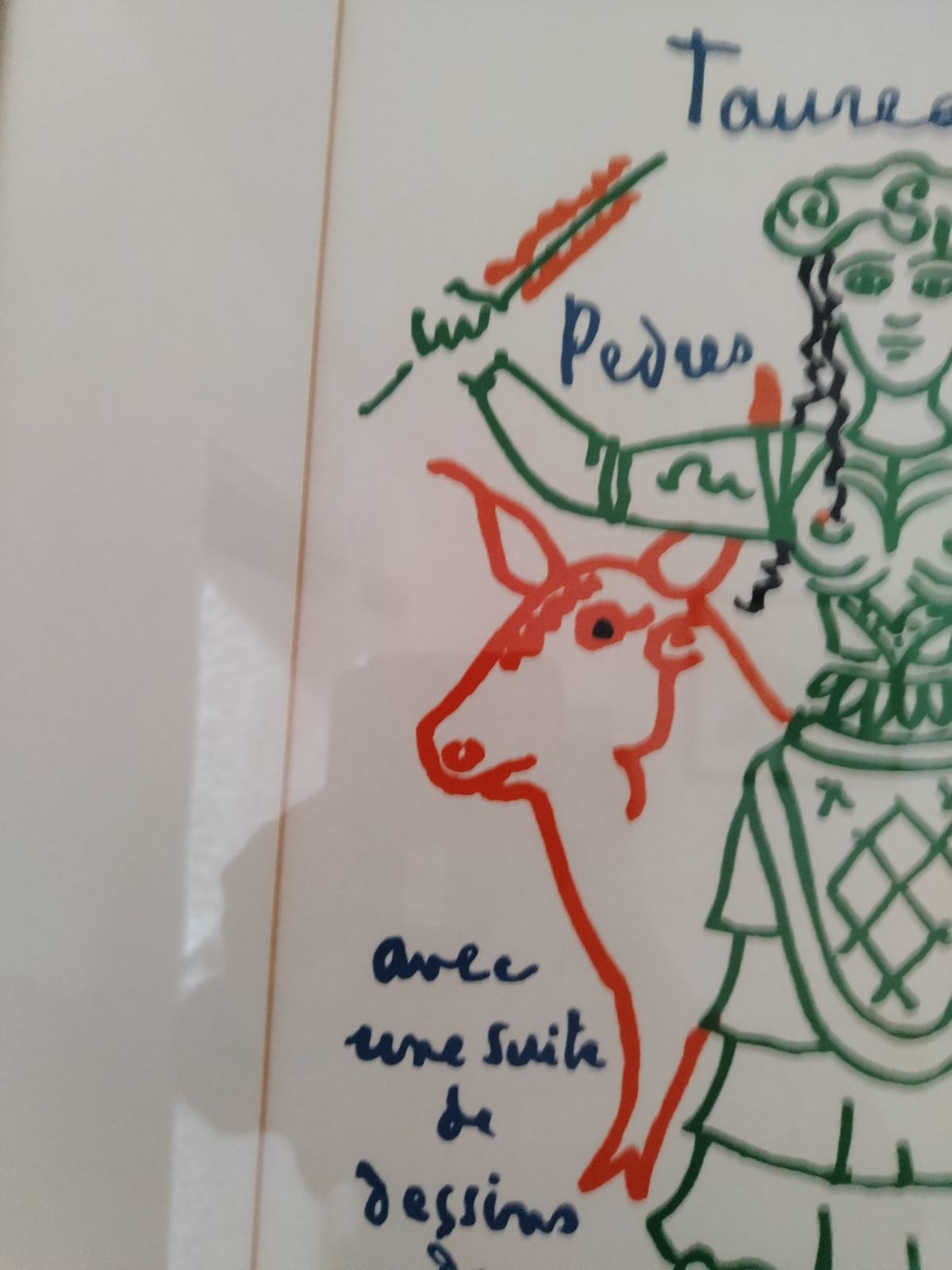 Original Lithograph “Bulls” Trinckvel  1965 By Jean Cocteau Limited Edition Of 200 photo vintage