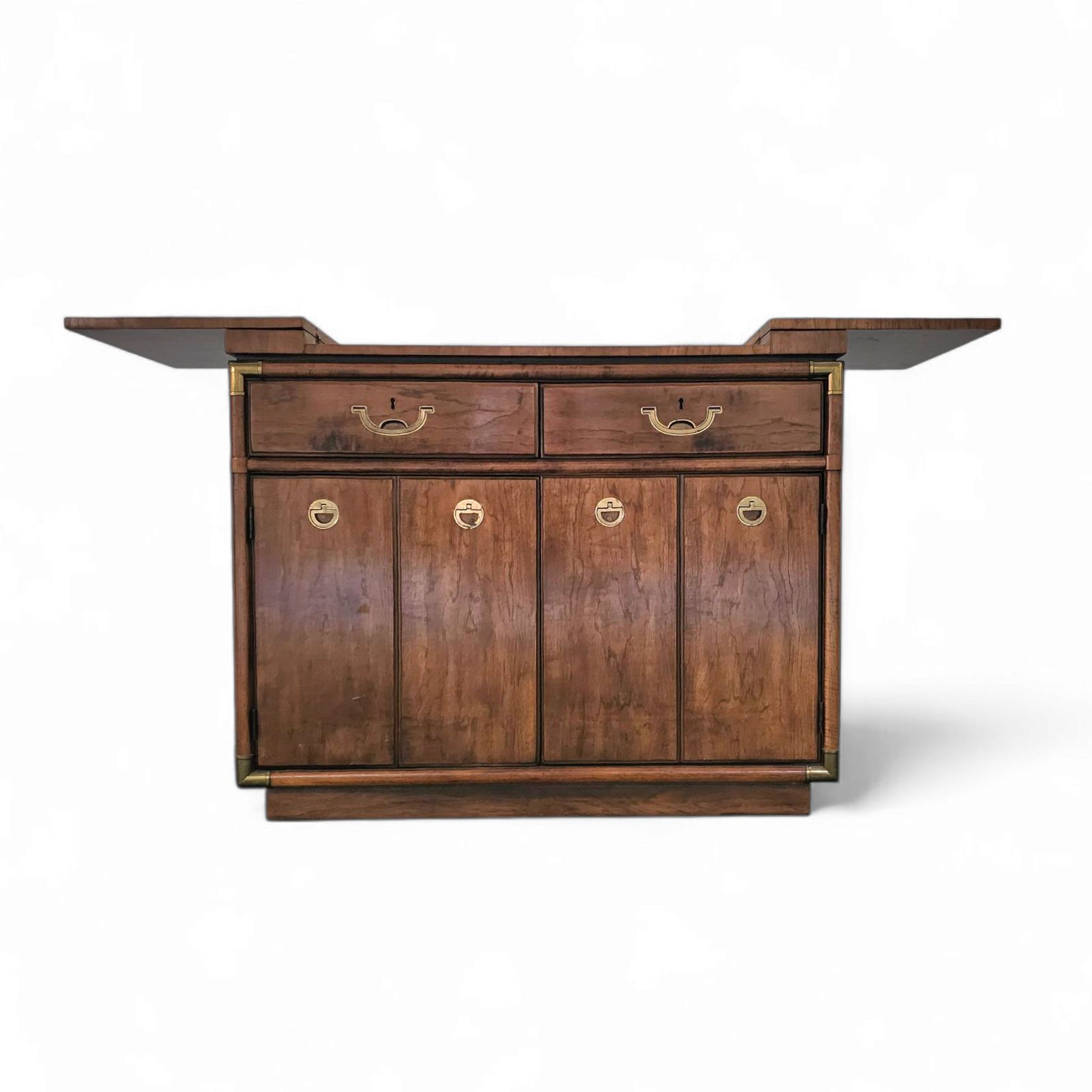 Vintage Drexel Accolade Campaign Server Dry Bar On Casters / Flip Top 1980s photo furniture