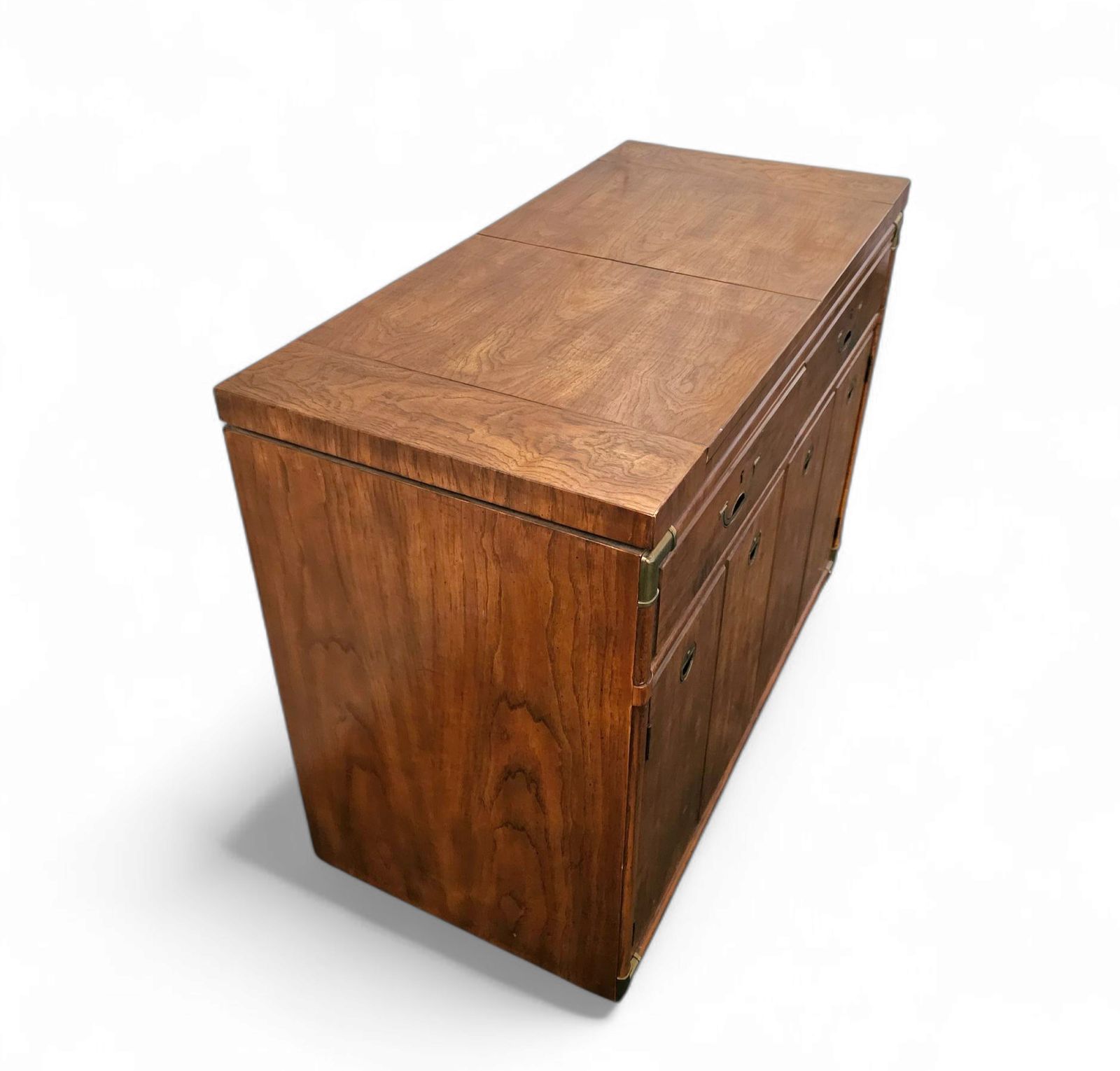 photo vinterior Vintage Drexel Accolade Campaign Server Dry Bar On Casters / Flip Top 1980s