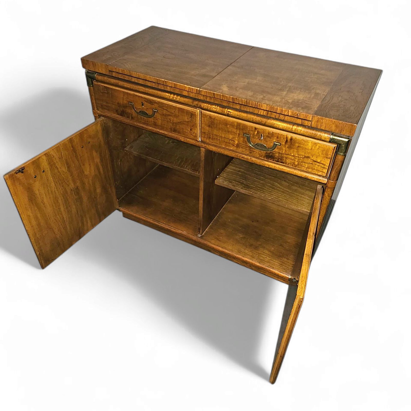 photo buy Vintage Drexel Accolade Campaign Server Dry Bar On Casters / Flip Top 1980s