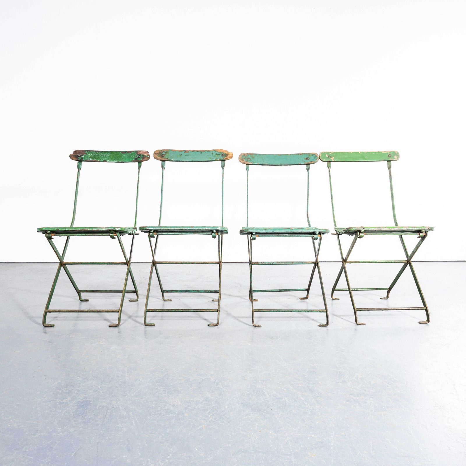1950's Original English Pavilion Dark Green Folding Chairs   Set Of Six photo 510.0