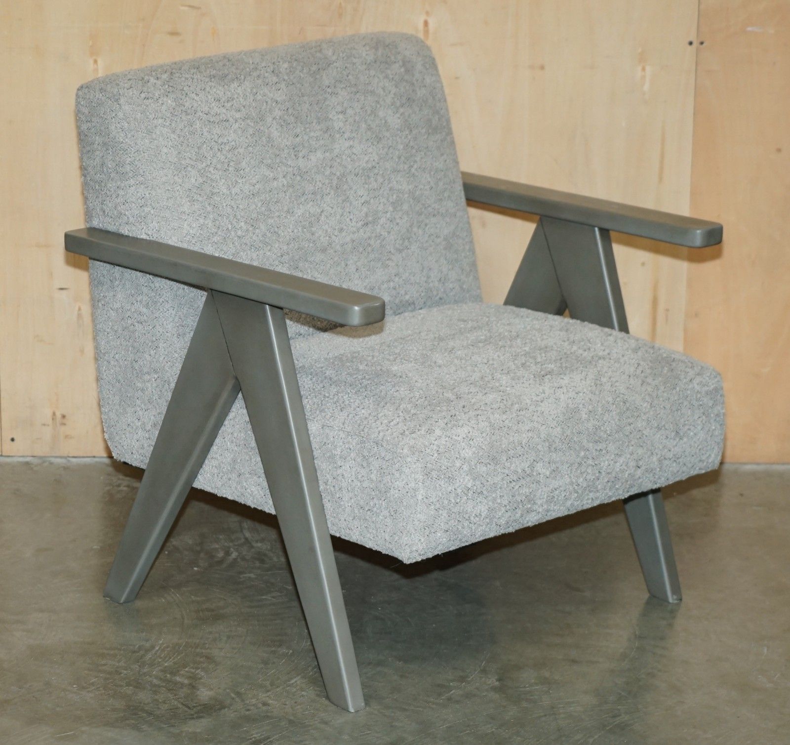1700.0 Pair Of Exdisplay Nordic Style Edgar Armchairs Beech Wood Frames Oatmeal Fabric photo