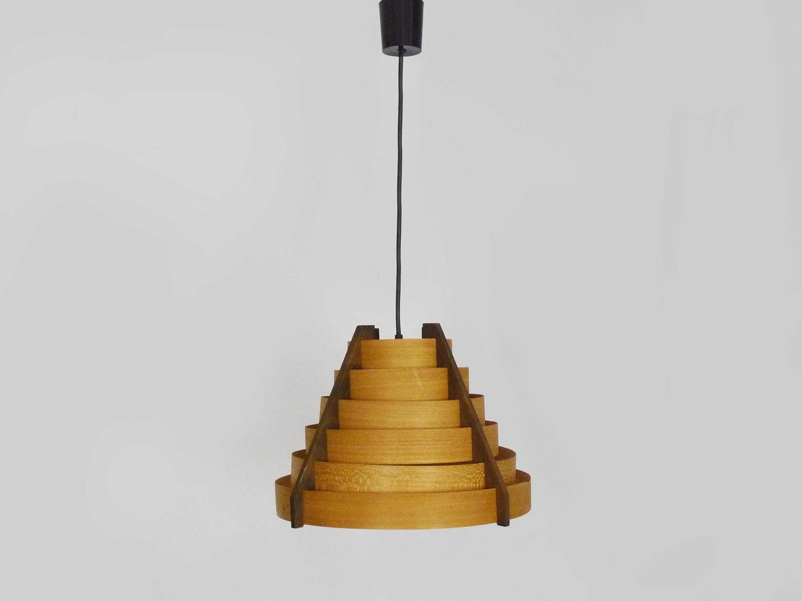 Scandinavian Pendant Light By Linus Bopp Limbach In Pine Slats. 1960s