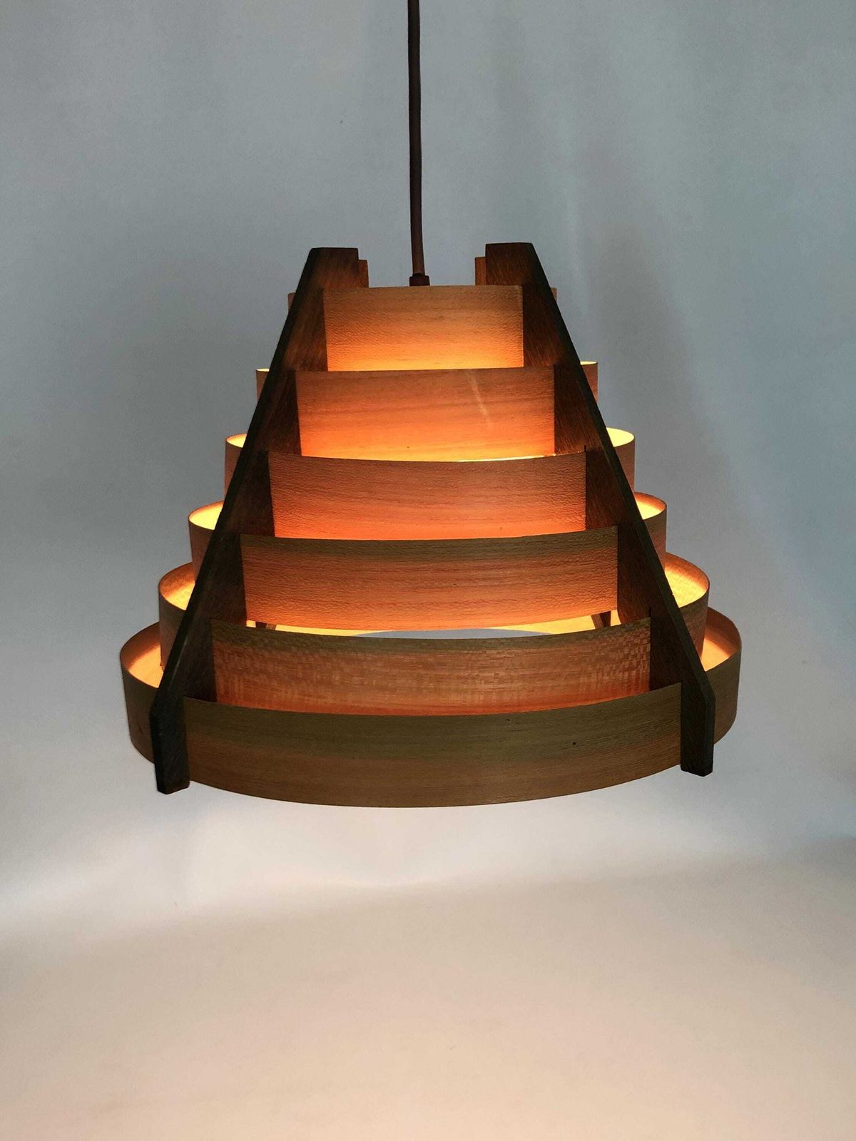 Scandinavian Pendant Light By Linus Bopp Limbach In Pine Slats. 1960s photo furniture
