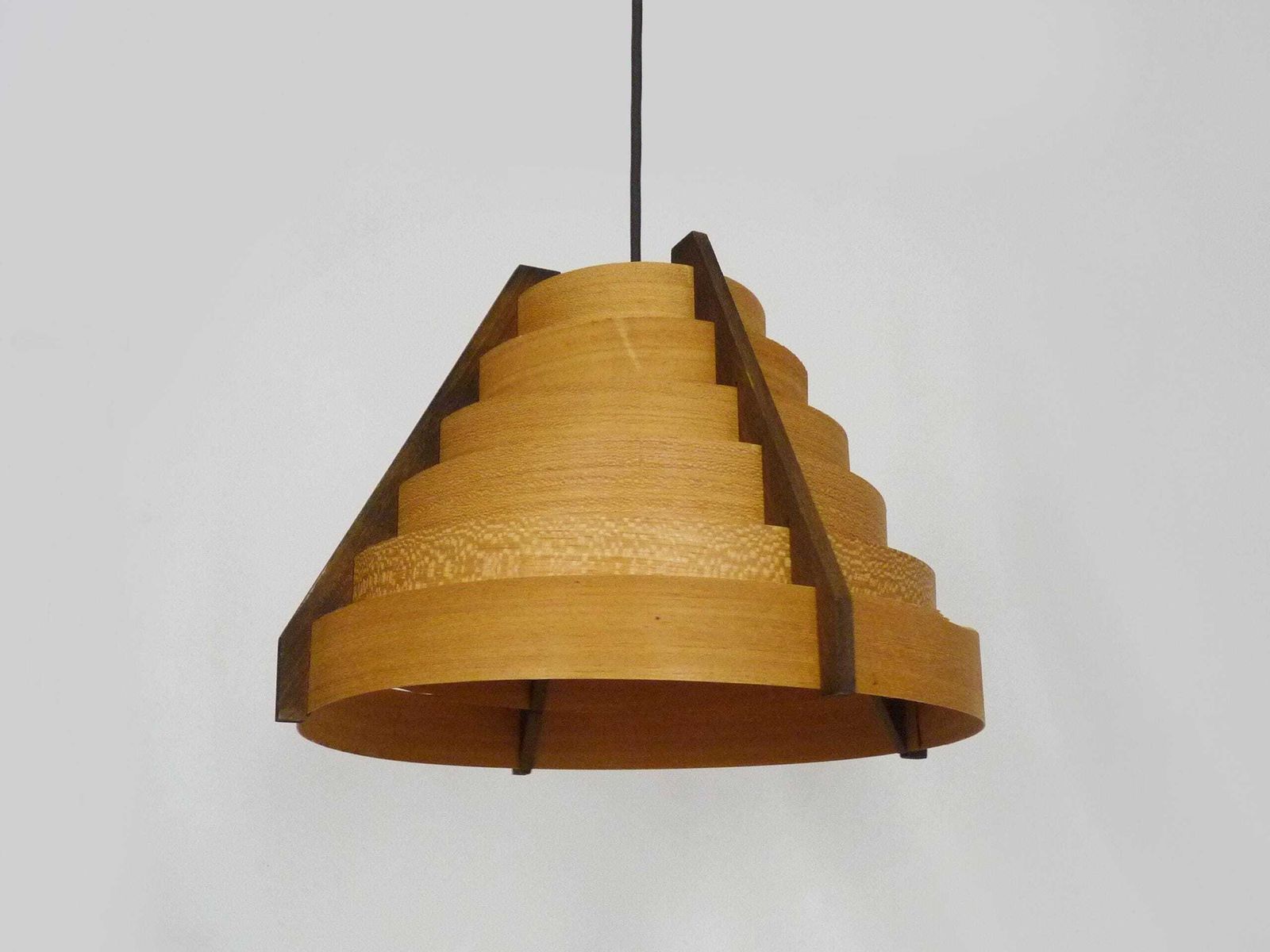 Scandinavian Pendant Light By Linus Bopp Limbach In Pine Slats. 1960s photo Lighting