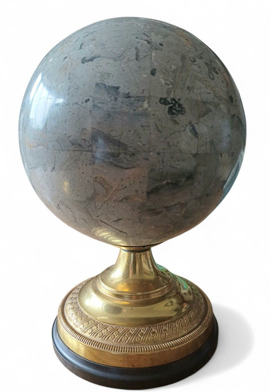 Rare Pair Anthony Redmile Globes  Castellated Polished Stone And Signed photo furniture