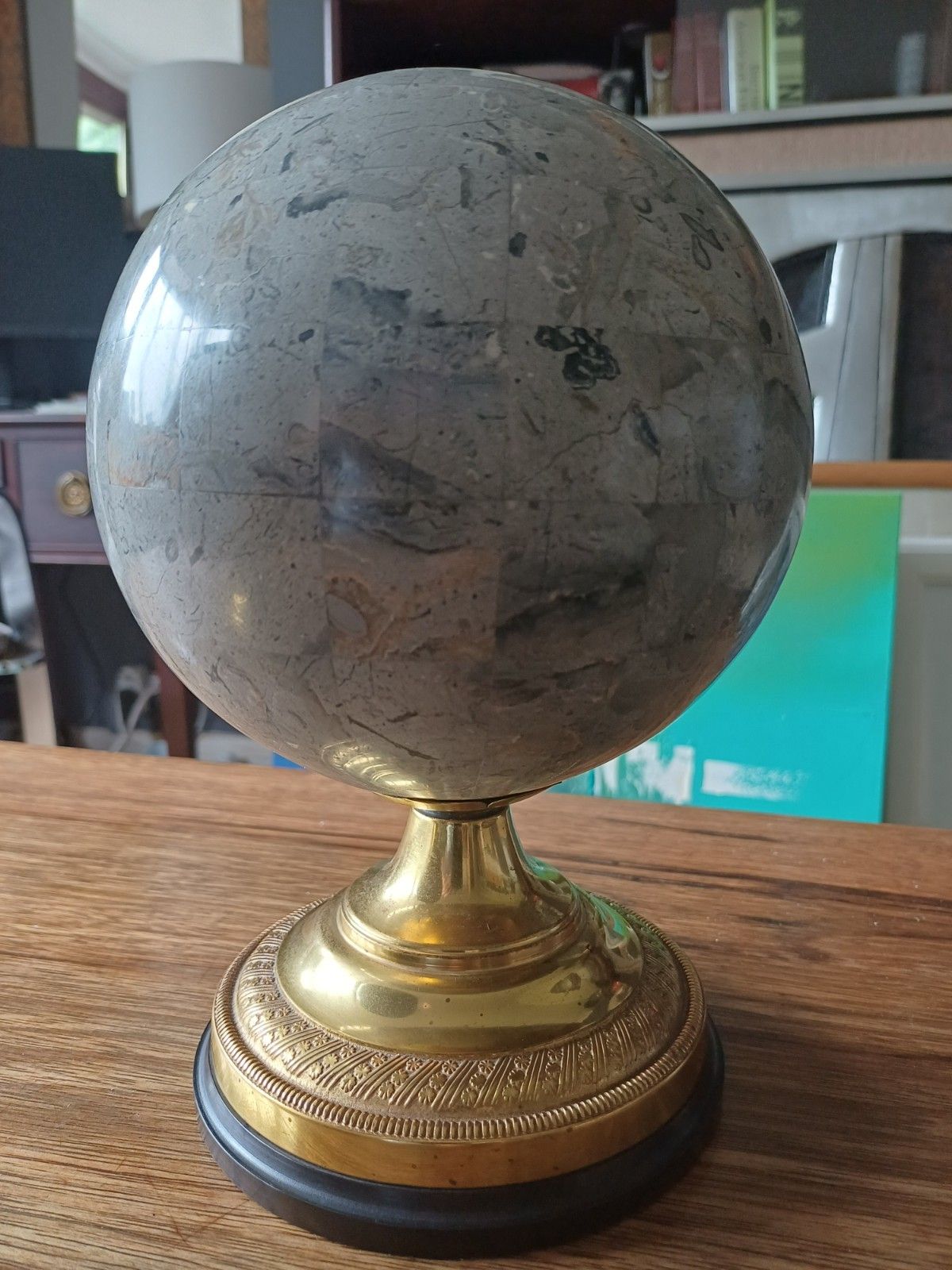 Rare Pair Anthony Redmile Globes  Castellated Polished Stone And Signed photo vintage