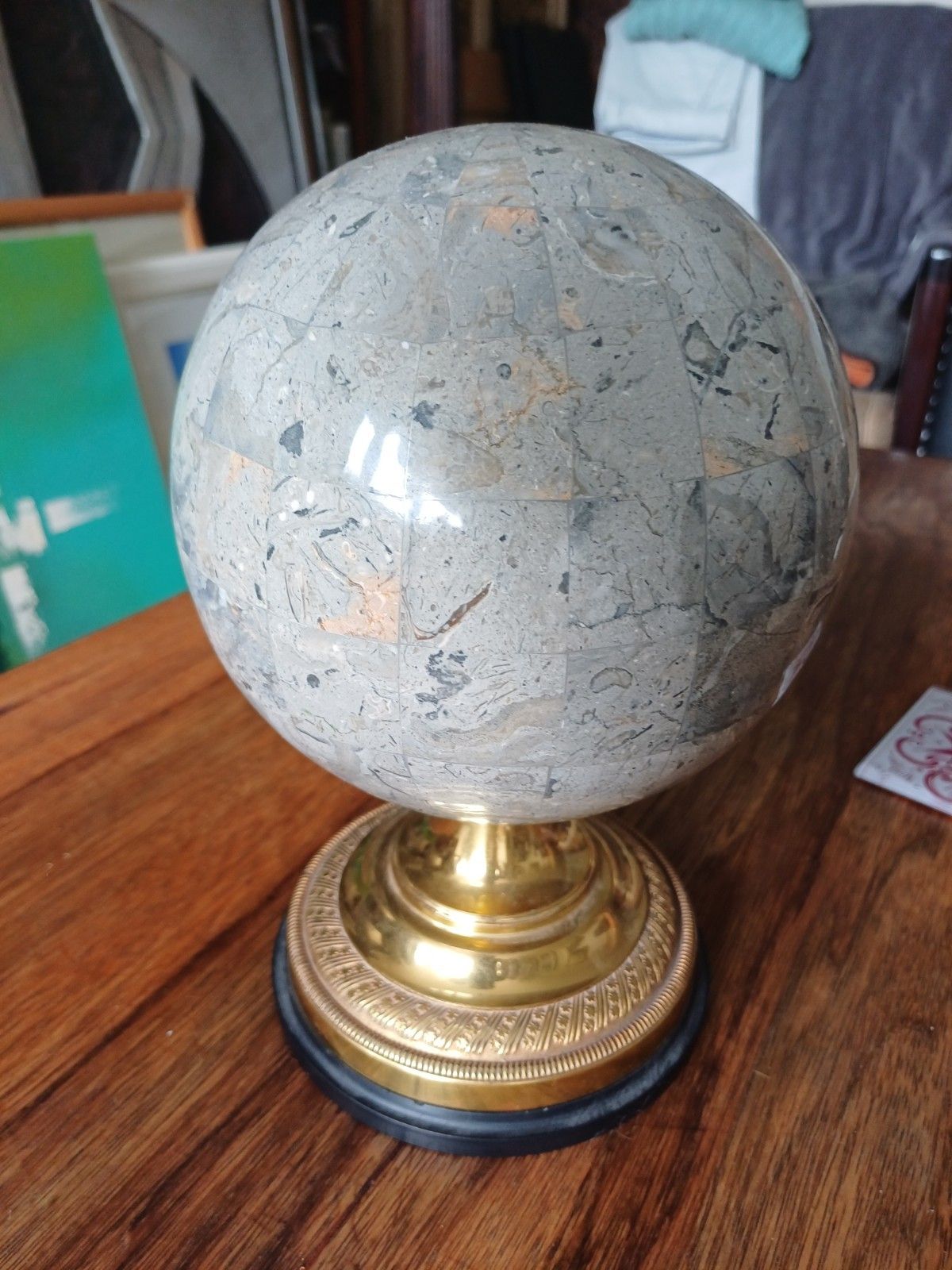 Art Rare Pair Anthony Redmile Globes  Castellated Polished Stone And Signed photo