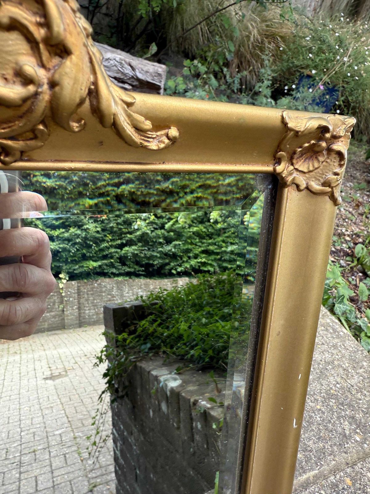 Vintage Peerart Freestanding Table Mirror – Mid Century Gilt Cast, Rectangular Bevelled Mirror, England C.1960s–70s photo 94.0