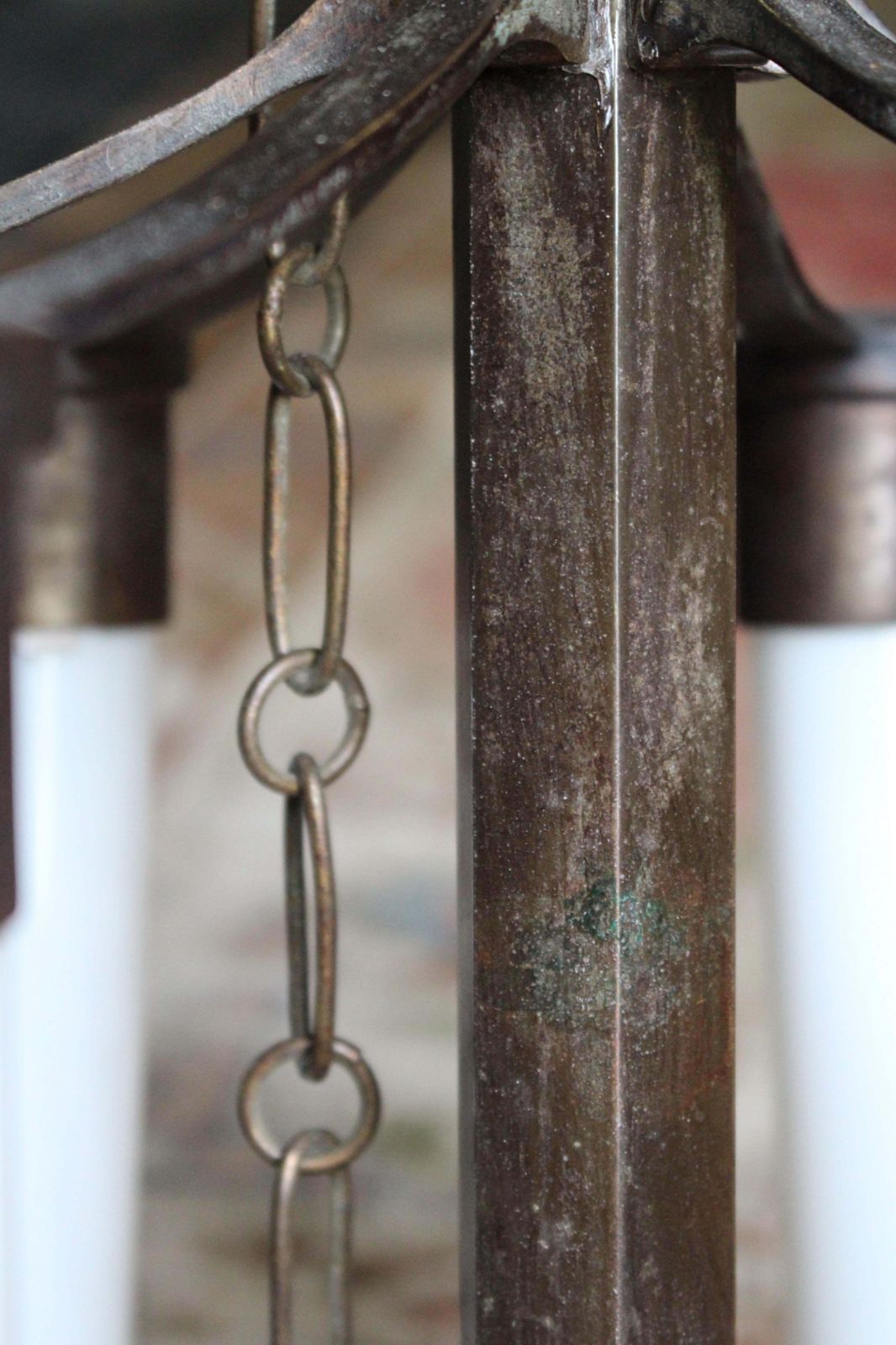 photo furniture Early 20th Century Art Deco Large Modernist Bronze Pedestal Pendant Lantern