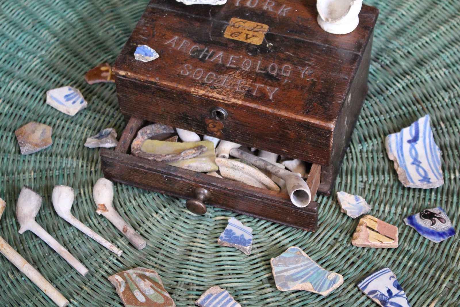 19th Century York Archaeology Society Musuem Oak Collectors Box photo Home Decor