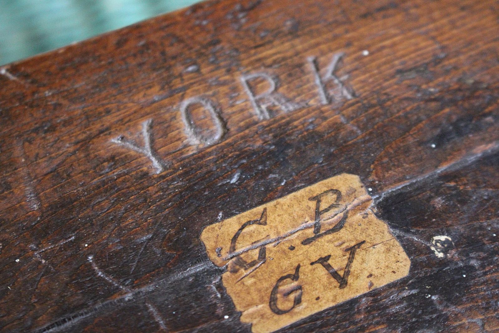 19th Century York Archaeology Society Musuem Oak Collectors Box photo vintage