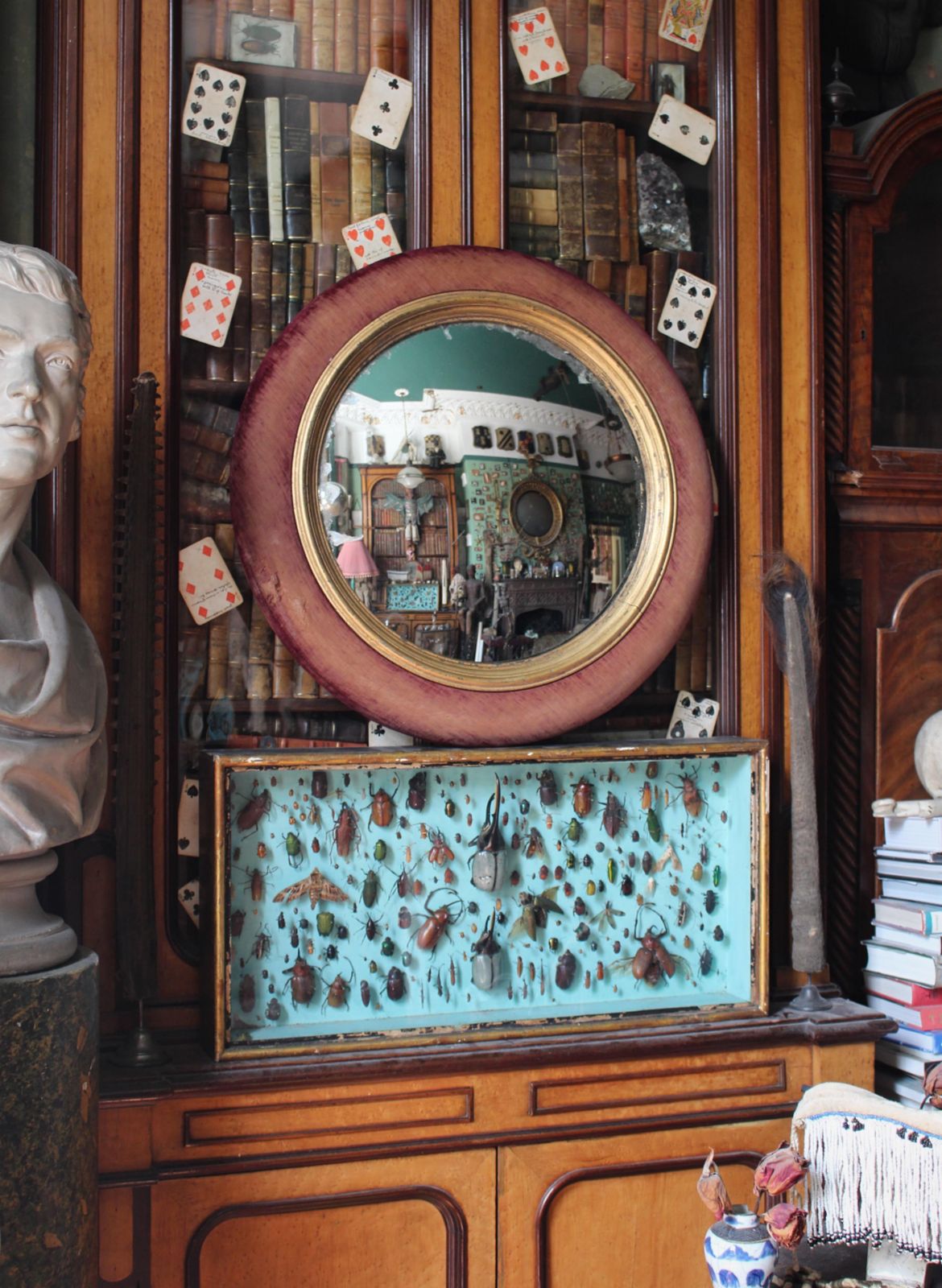 19th Century Faded Velvet Foxed Mercury Convex Country House Mirror photo Home Decor
