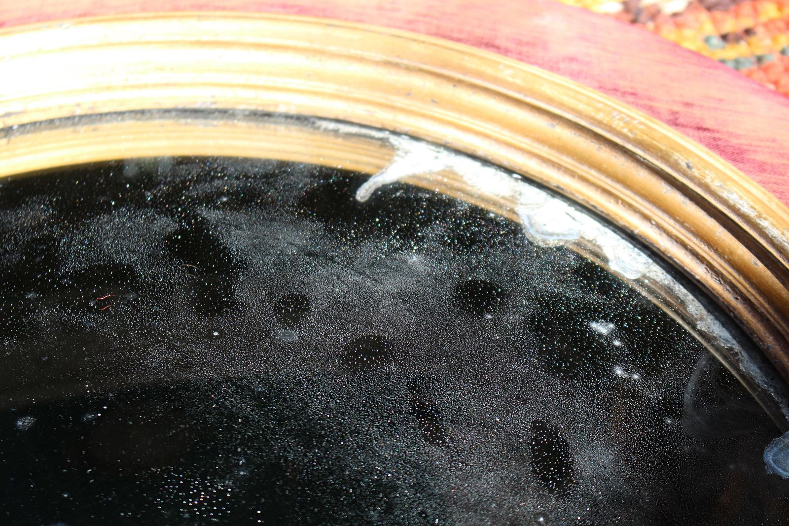 photo furniture 19th Century Faded Velvet Foxed Mercury Convex Country House Mirror