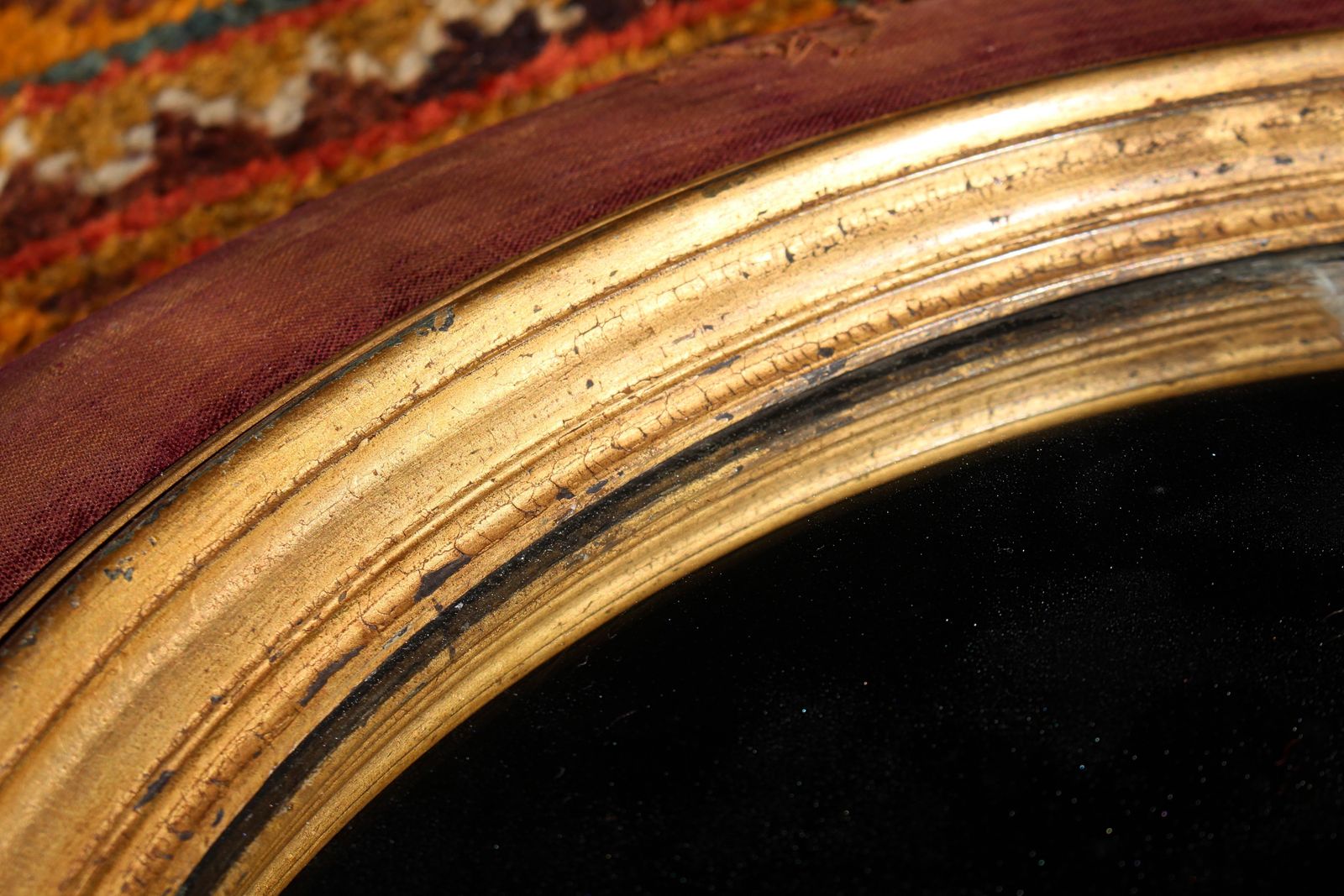 Home Decor 19th Century Faded Velvet Foxed Mercury Convex Country House Mirror photo