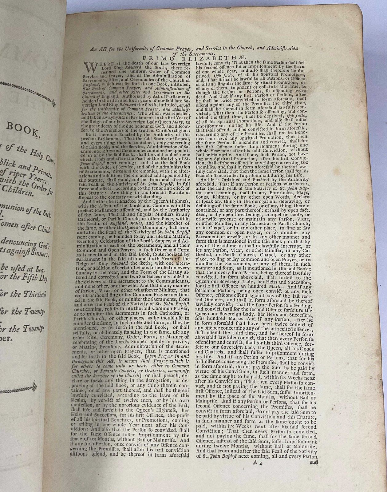 Antiquarian Book, The Book Of Common Prayer 1791. photo vinterior