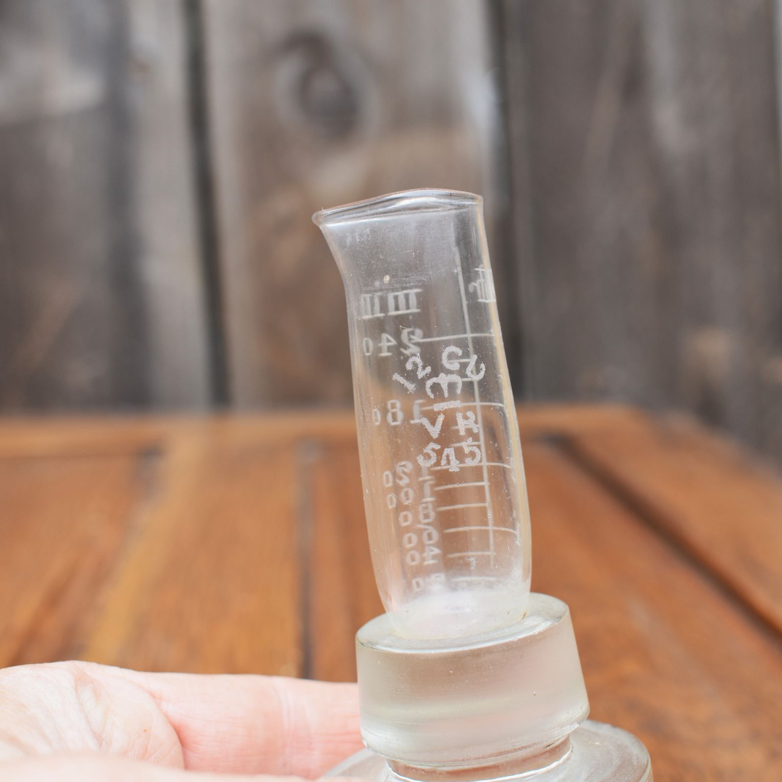 Antique Victorian Apothecary Hand Etched Measuring Flask Jug Stopper Set Of 3 photo for sale