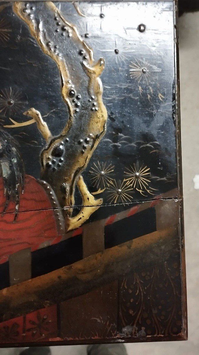 Napoleon III Painted Wood Casket With Chinoiserie And Mother Of Pearl Inlays photo 260.0