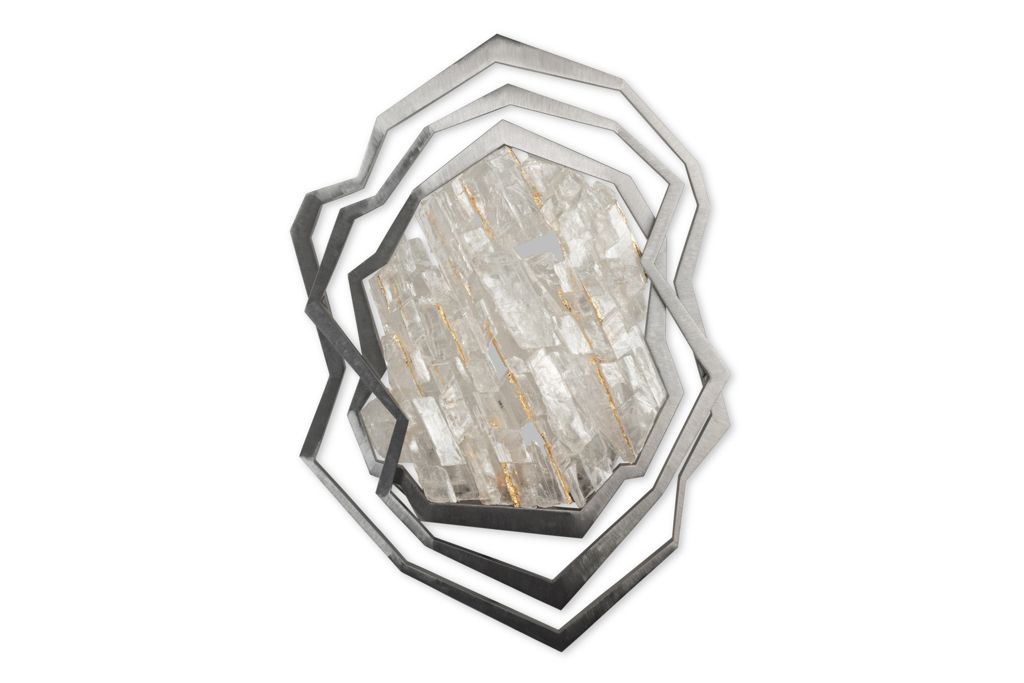 Pair Of Sconces In Brushed Metal And Rock Crystal. Contemporary. photo Lighting