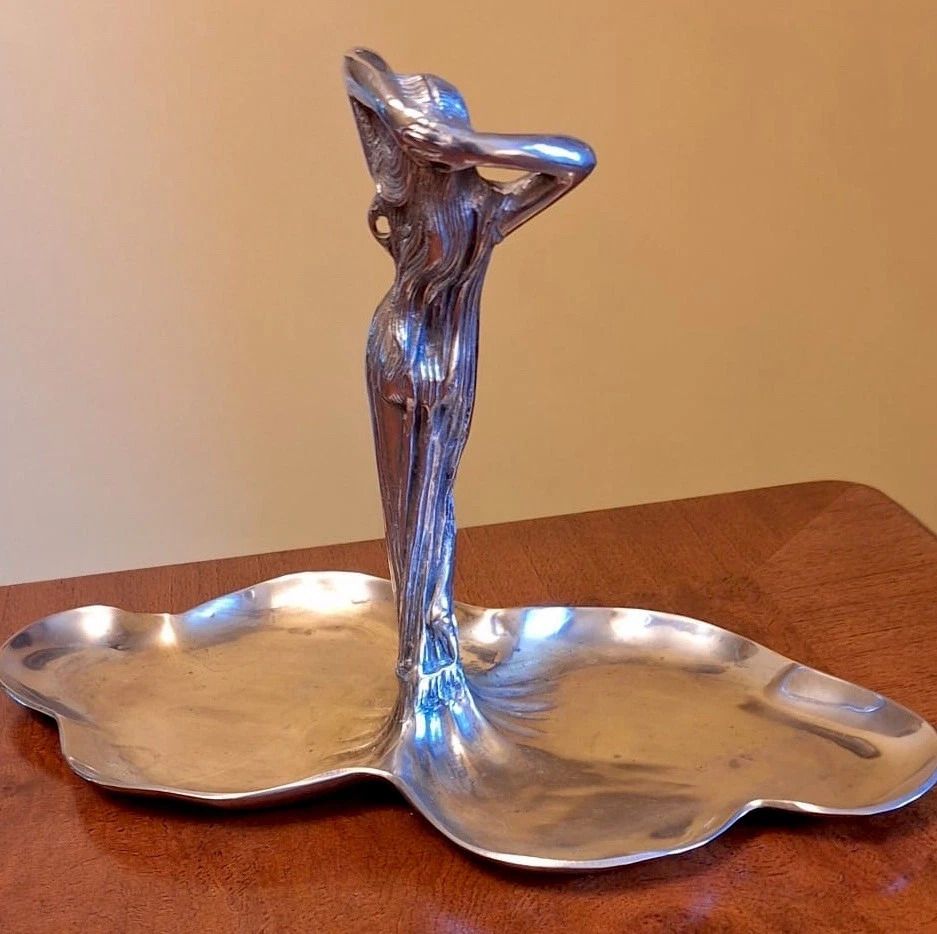 Art Nouveau Jugendstil Sweetmeat Stand Dish Woman Maiden Albert Mayer photo furniture