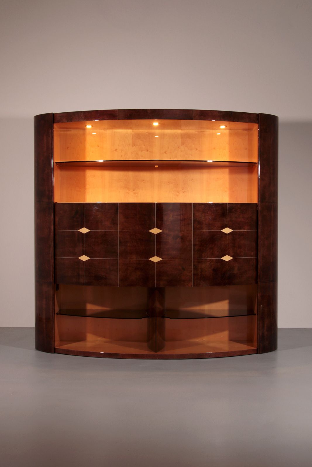 Iconic Aldo Tura Brown Goatskin Bar Cabinet photo vintage