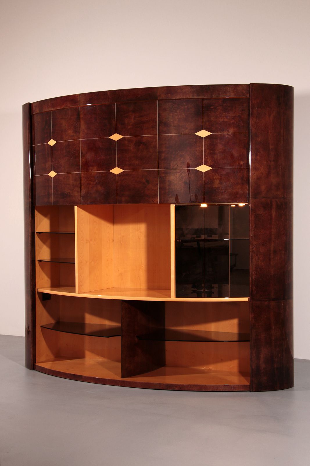 photo furniture Iconic Aldo Tura Brown Goatskin Bar Cabinet