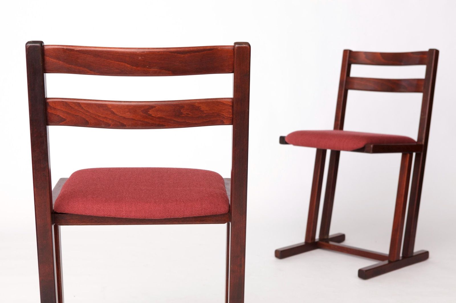 Pair Of Vintage Casala Dining Chairs – Mid Century German Design, Beechwood Frame, Cherry Red Upholstery, 1950s 1960s photo Furniture