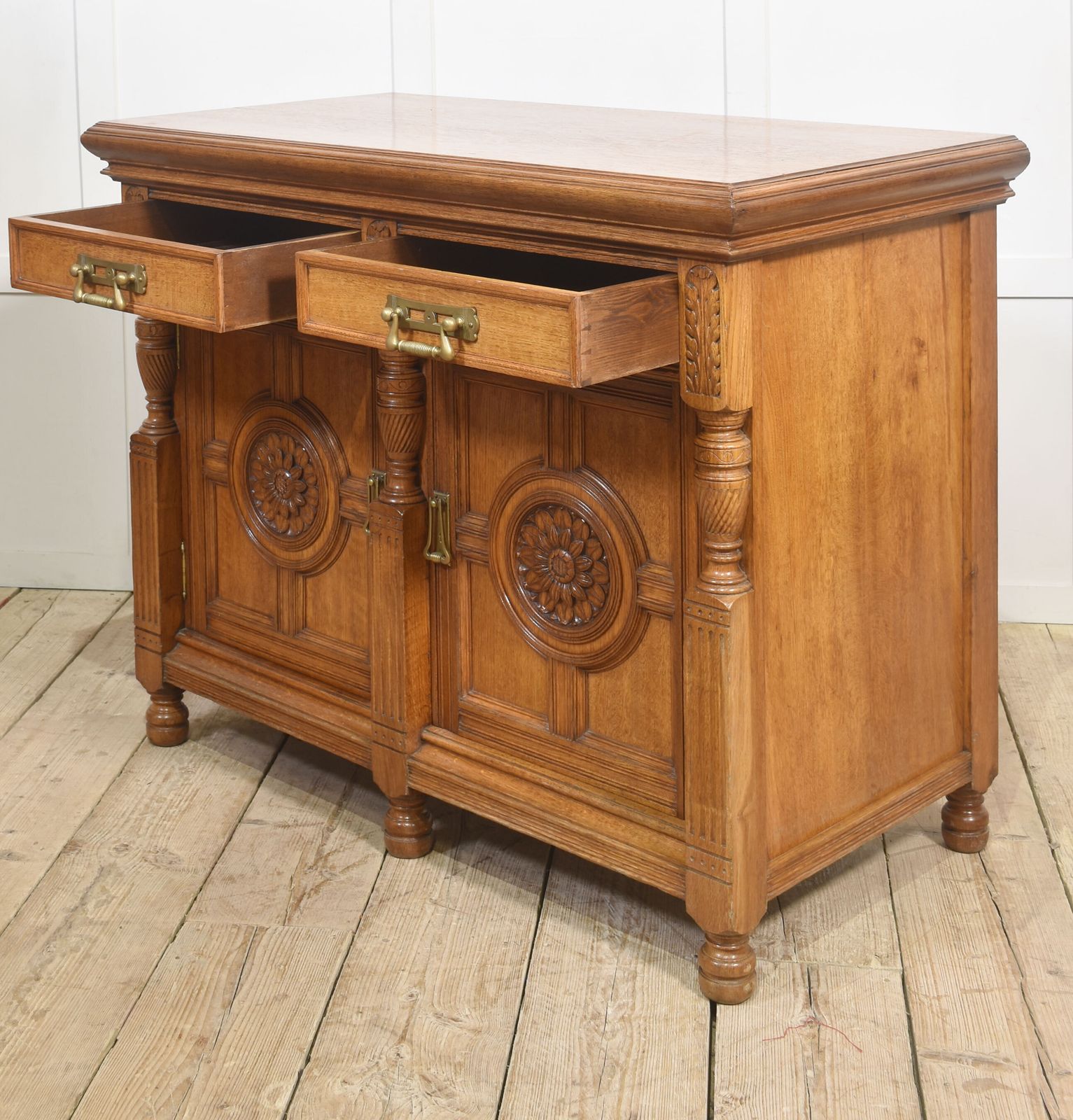 Carved Oak Two Door Sideboard By Maple And Co photo Furniture