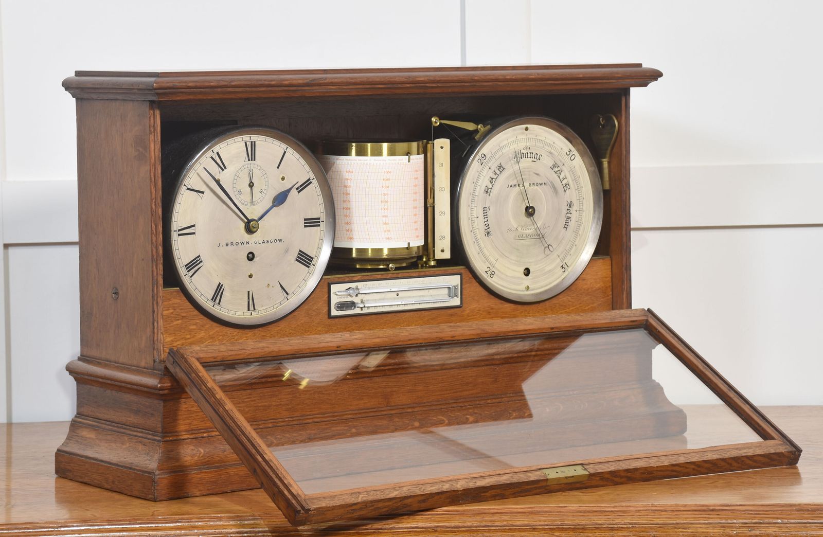 Oak Cased Weather Station photo vintage
