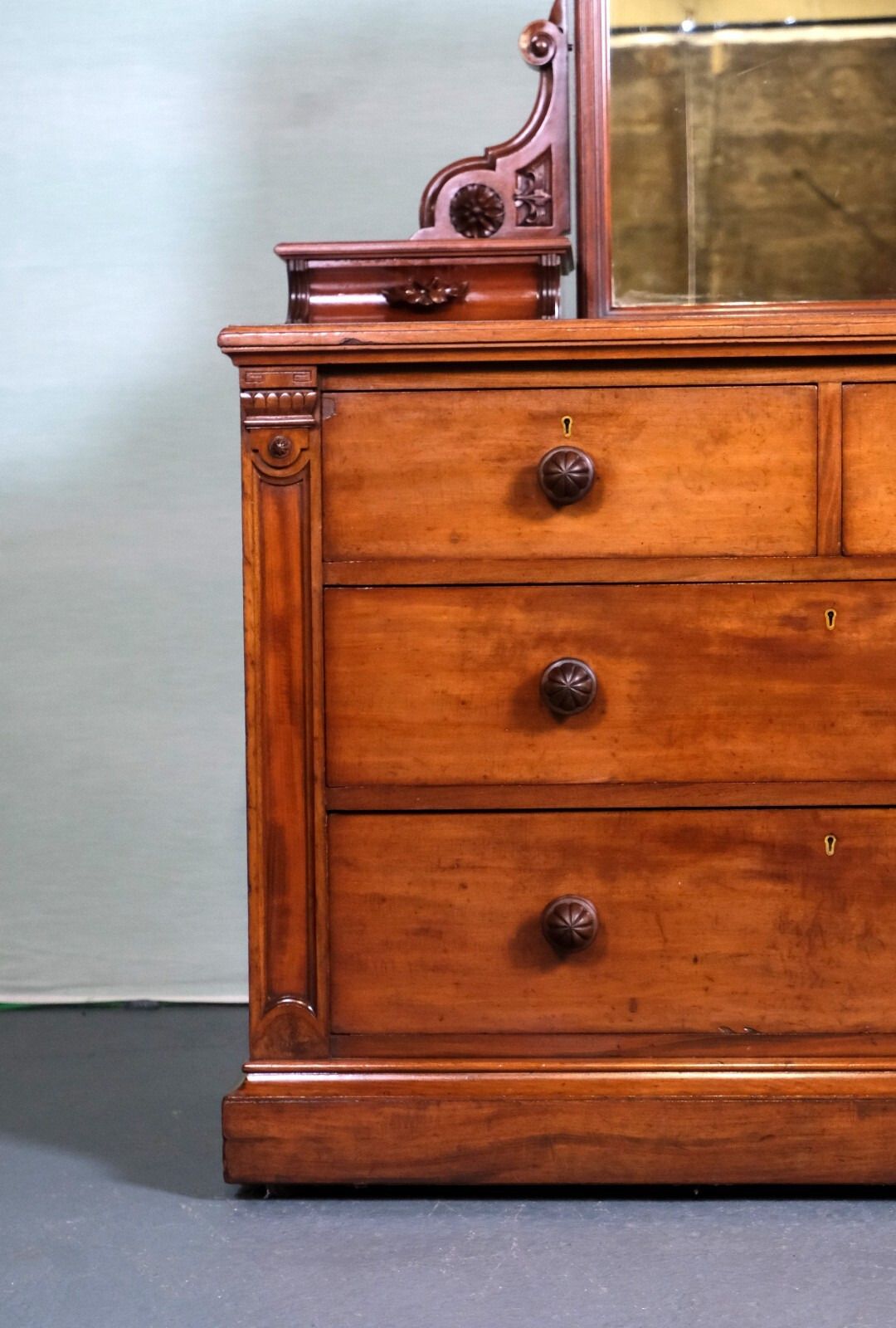 Brown Victorian Chest Of Drawers/ Dressing Table With Mirror & Drawers photo buy