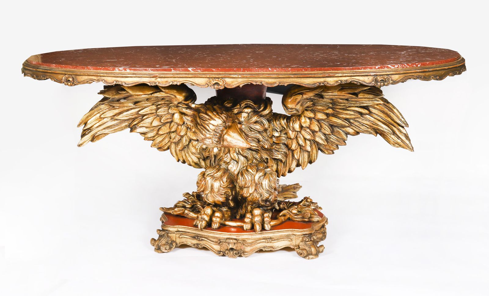 Antique George II Revival Rouge Marble Topped Eagle Centre Table 20th C