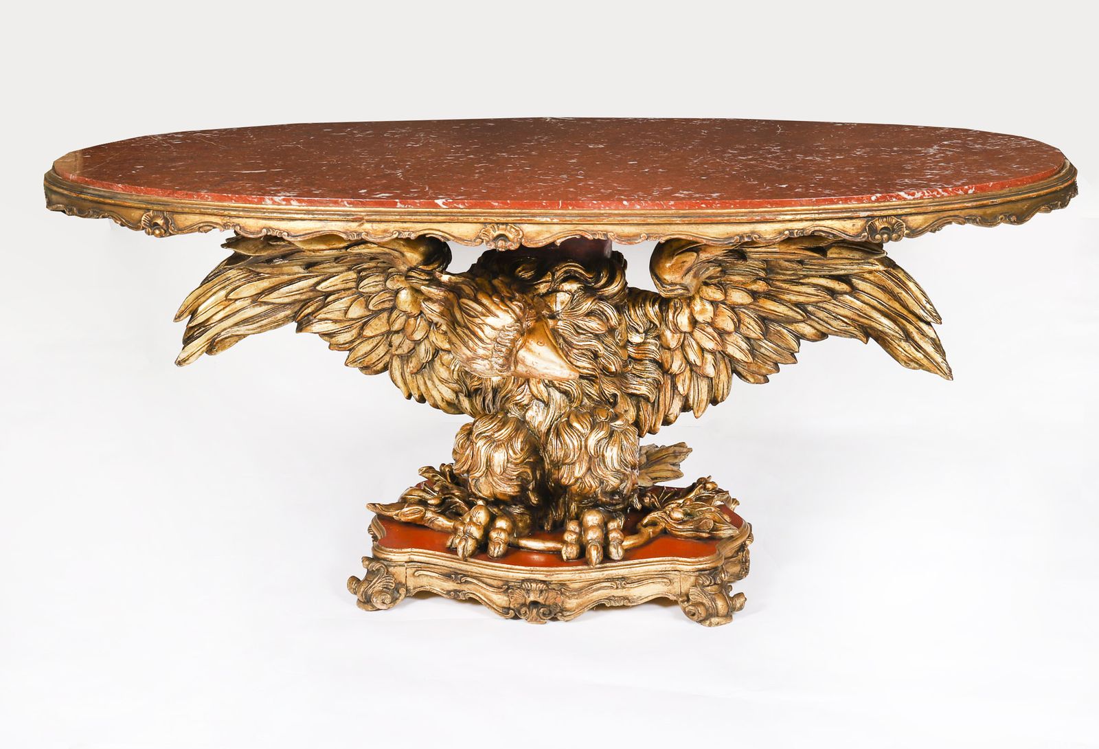 Antique George II Revival Rouge Marble Topped Eagle Centre Table 20th C photo furniture