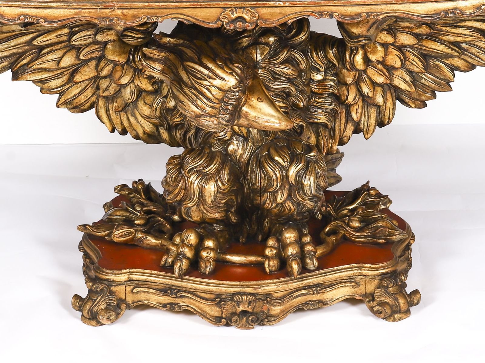 photo vintage Antique George II Revival Rouge Marble Topped Eagle Centre Table 20th C