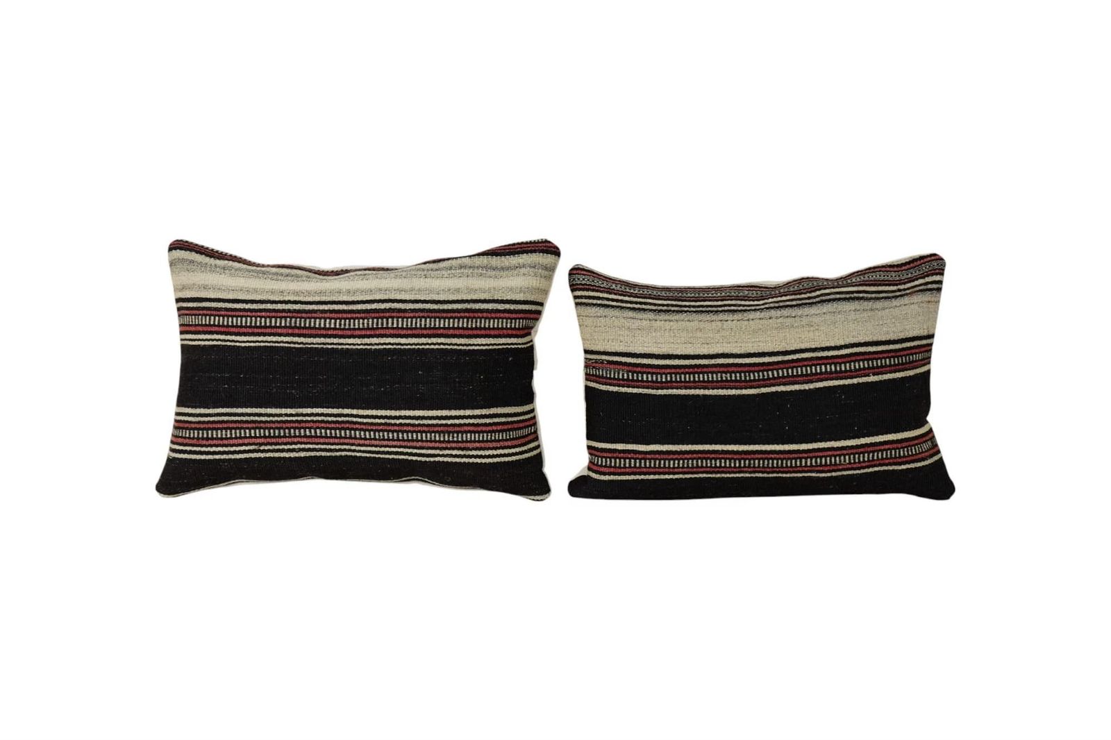 Organic Set Of Two Turkish Hemp Kilim Pillow, Decorative Anatolian Decor